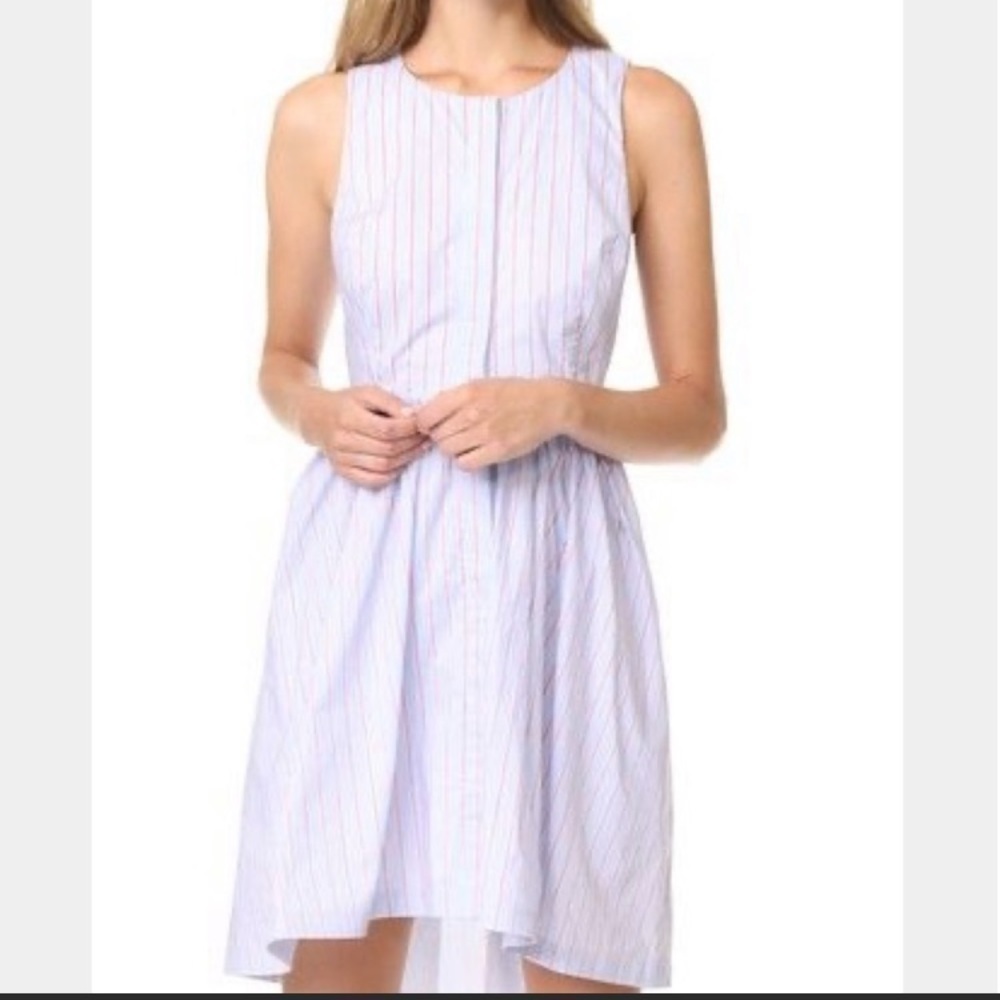 J.O.A. striped dress blue red buttons midi summer
